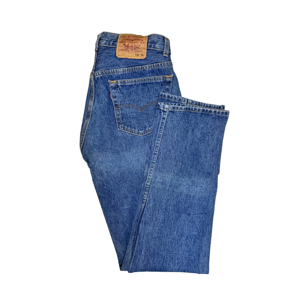 Vintage Levi's 501 XX Mens Straight Leg Jeans Blue USA Sun Kissed Fade 32x36